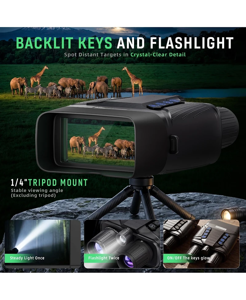 Sugift 4K Night Vision Goggles, 8X Digital Binoculars with 3.99 inch Screen 64GB Card 2000FT Range 40MP Photo and Video for Adults