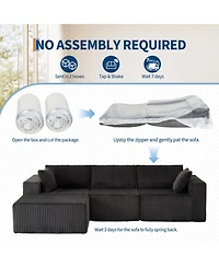 homfan Oversized Modular Sectional, Cloud-Like Comfort L-Shaped- Couch Luxury Corduroy Fabric, Convertible Sofa Bed Living Room