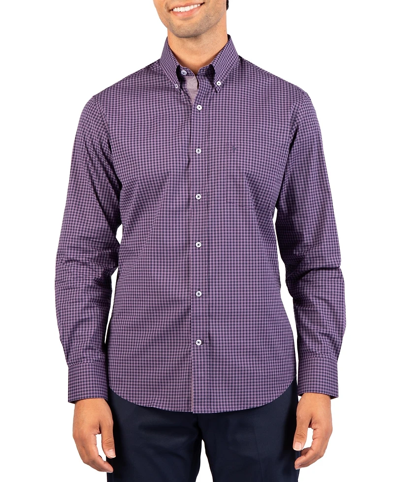 TailorByrd Men's Tonal Gingham Long Sleeve Shirt