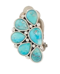 Barse Durango Blue Turquoise Silver Clip Earrings