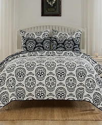 Greenland Home Fashions Sugar Skull Jacquard-Woven -Piece Coverlet Set