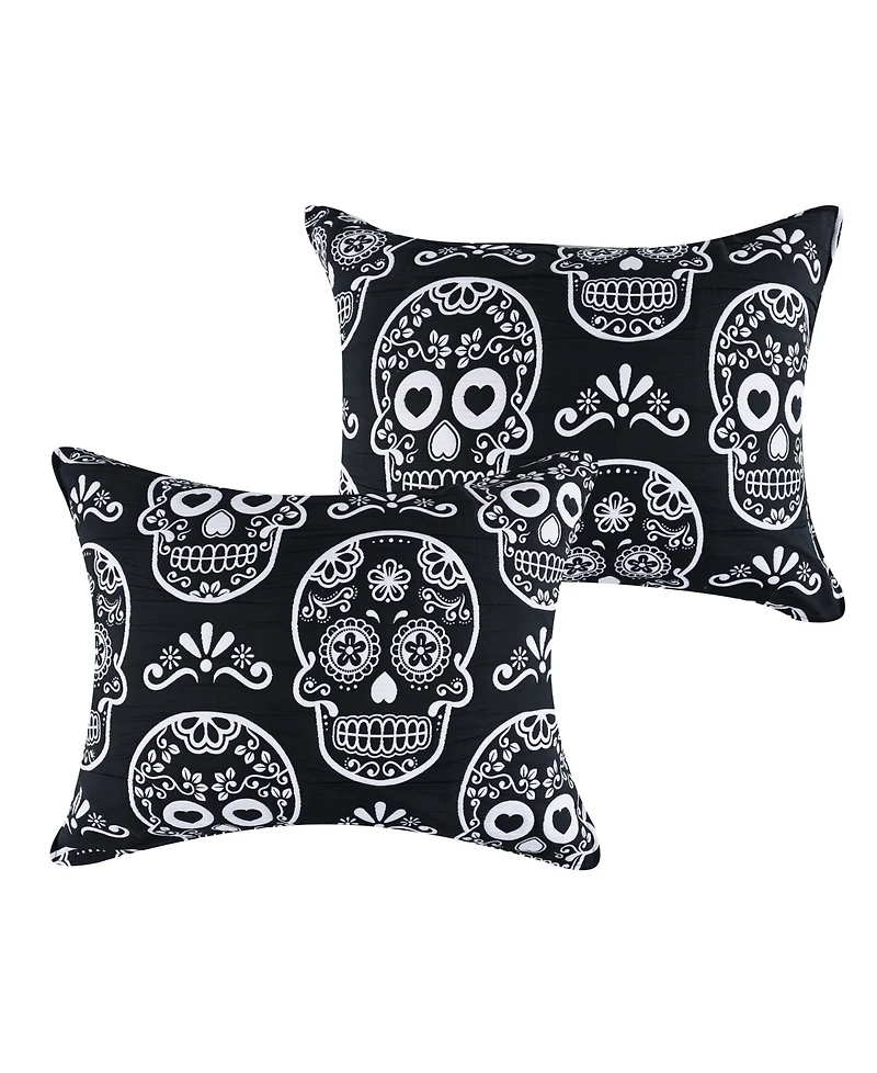 Greenland Home Fashions Sugar Skull Jacquard-Woven Lightweight Pillow Sham, Standard