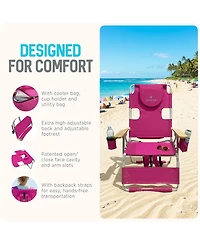Ostrich The Woody Backpack 3N1 Chair Cooler Bag and Reclining Lounger, Pink