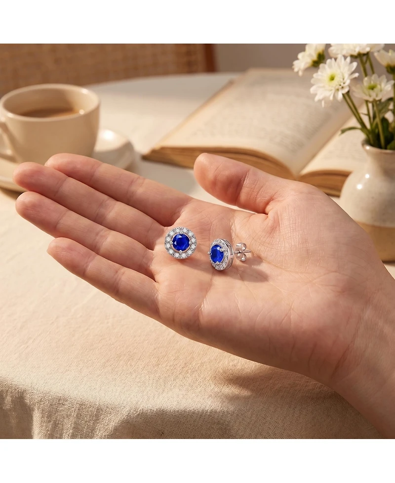 Rachel Glauber Cubic Zirconia Elegant Halo Stud Earrings