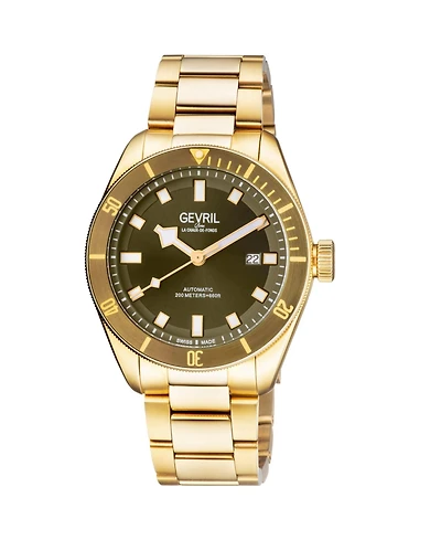 Gevril Men's Swiss Made Yorkville Swiss Automatic Ip Gold Stainless Steel Bracelet Watch