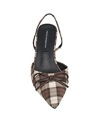 French Connection Women's Bowy Plaid Kitten Heel