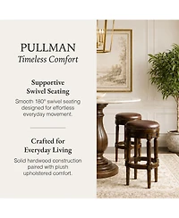 Maven Lane Pullman Backless Bar Stool in Dark Walnut Finish with Vintage Brown Leather
