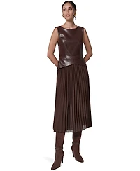 Donna Karan New York Petite Boat-Neck Faux-Wrap A-Line Midi Dress