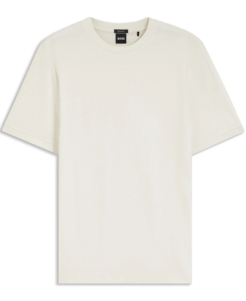 Boss by Hugo Boss Men's Cotton Regular-Fit Geometric-Jacquard T-Shirt