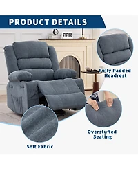 homfan Rocking Recliner for Adults Oversized 360degree(s) Swivel Manual Chair | Breathable Linen with Cup Holder Side Pockets