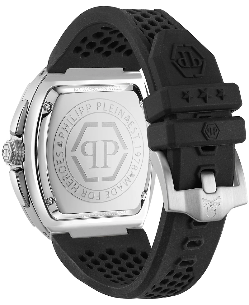Philipp Plein Hexagon Phantom Men's Black Silicone Strap Watch 44mm