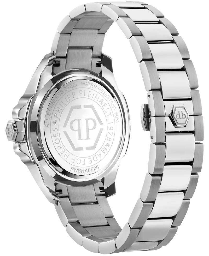 Philipp Plein Majesty Men's Silver Stainless Steel Bracelet Watch 45mm