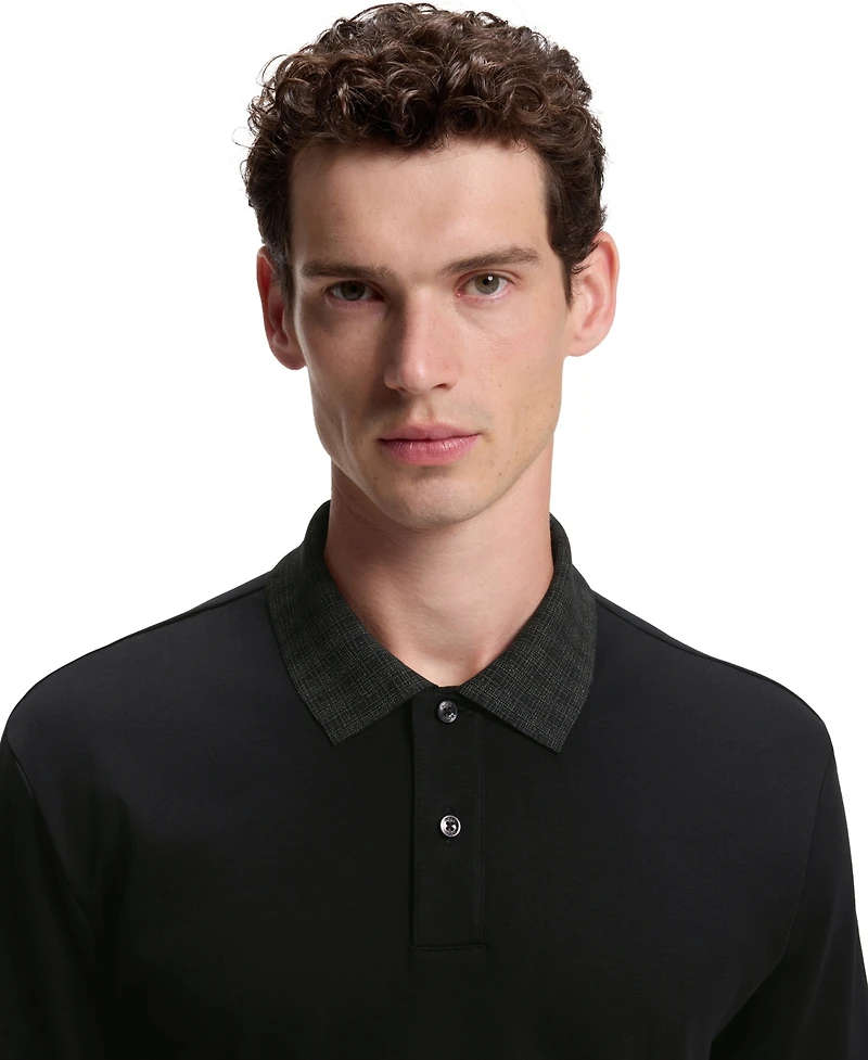 Boss by Hugo Men's Cotton Regular-Fit Patterned Collar Polo Shirt
