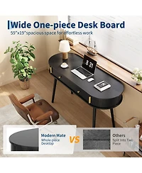 homfan Office Desk with 2 Drawers, 55" Laptop Computer Work Study Desk, Executive Table Storage for Home Bedroom