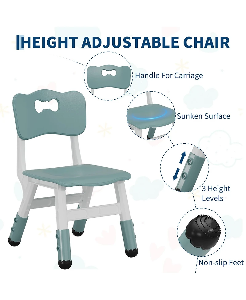 homfan 4-in-1 Activity Table and Chair Set, Double-Sided Tabletop Building Block Base Drawing Board, 2 Adjustable Chairs, Multi-Purpose Desk