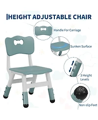 homfan 4-in-1 Activity Table and Chair Set, Double-Sided Tabletop Building Block Base Drawing Board, 2 Adjustable Chairs, Multi-Purpose Desk