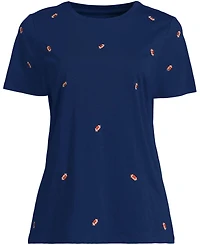 Lands' End Women's Relaxed Supima Cotton Embroidered T-Shirt