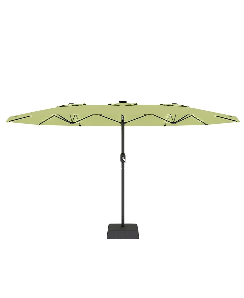 homfan 15 Patio Umbrella with Base Included, Solar Lights, 10 Ribs, Uv Protection and Waterproof Canopy for Garden