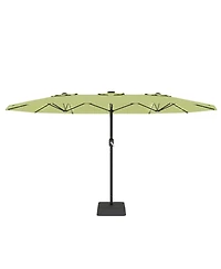 homfan 15 Patio Umbrella with Base Included, Solar Lights, 10 Ribs, Uv Protection and Waterproof Canopy for Garden