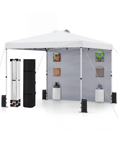 Sugift 10 x 10 Ft Pop Up Canopy Tent with Sidewall 6 Pockets Instant Setup Commercial Gazebo