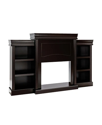 Gouun 70 Inch Fireplace Tv Stand Media Console with Open Bookcase Shelves