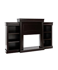 Gouun 70 Inch Fireplace Tv Stand Media Console with Open Bookcase Shelves