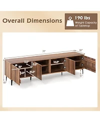 Costway 4-Door Tv Stand for 80 Inches TVs, Mid Century Modern Entertainment Center