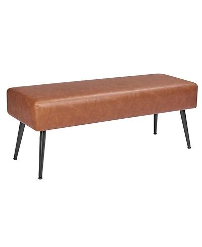Sugift Pu Leather Upholstered Bedroom Bench with Metal Legs 15.7 x 43.3 x 16.9 in 660 lbs