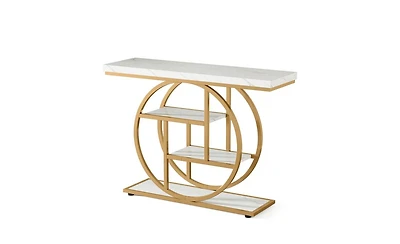 Slickblue 41.3" Industrial 4-Tier Console Table with Circle Base