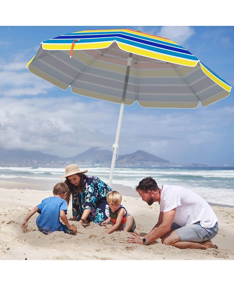 Costway 6.5 Ft Patio Beach Umbrella Sun Shade Tilt Aluminum Sports Portable Carry Bag