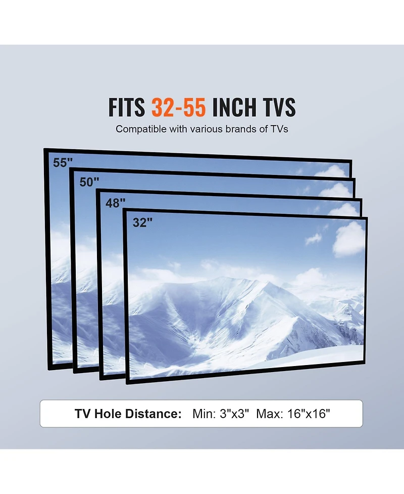 Sugift Swivel Universal Tv Stand for 32 to 55 in TVs Height Adjustable Portable Floor Stand