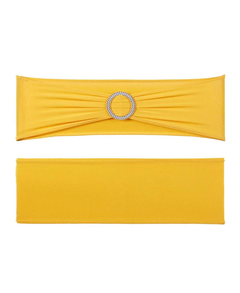 Sugift 50 Pieces Stretch Spandex Chair Sashes with Round Buckle Elastic Chair Bands for Wedding Party