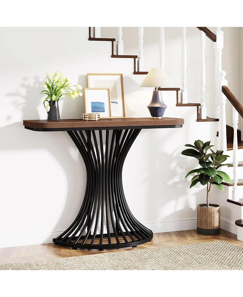 Tribesigns 39" Industrial Console Table with Geometric Base