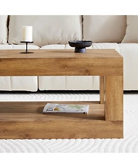 Flynama Modern 2-Tier Rectangular Coffee Table Mdf Storage Center Table