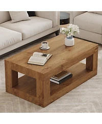 Flynama Modern 2-Tier Rectangular Coffee Table Mdf Storage Center Table