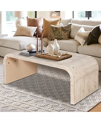 Flynama 48 Inch Curved Farmhouse Vintage Coffee Table