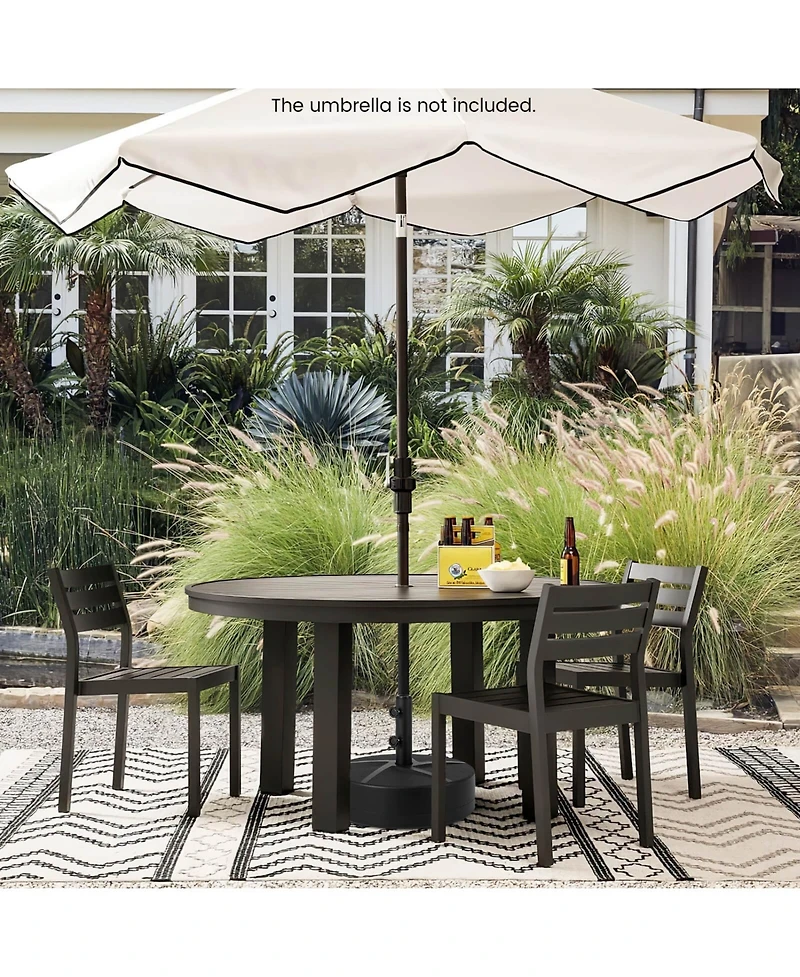 Costway Patio Round Umbrella Base with 2 Adjustable Knobs and 3 Adapters Outdoor for Poolside