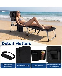 Gouun Set of 2 Portable Tanning Chaise Lounge Chair with 4-Position Adjustable Back
