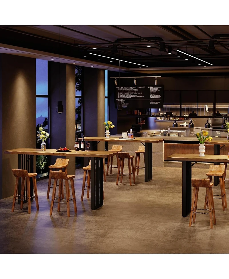 Tribesigns 63" Bar Table: Solid wood pub table with metal legs. Industrial high top bar unit for kitchen, dining room, bistro