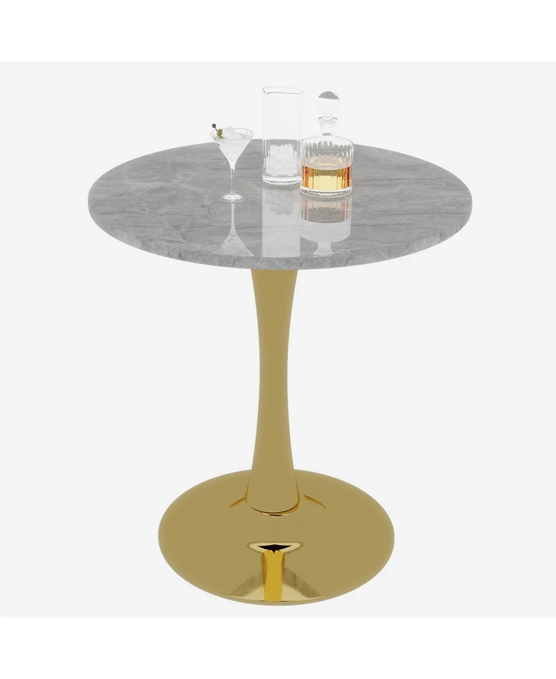 Flynama Round Coffee Table Marble Top Mid Century Modern Accent Living Room Table
