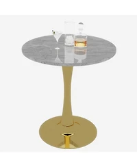 Flynama Round Coffee Table Marble Top Mid Century Modern Accent Living Room Table