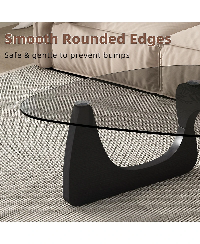 Flynama Mid Century Modern Glass Coffee Table