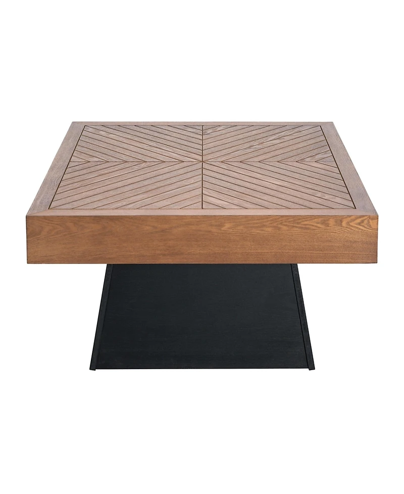 Flynama 31.5" Square Mid-Century Coffee Table, Wood-Grain Top and Base Farmhouse Center Table