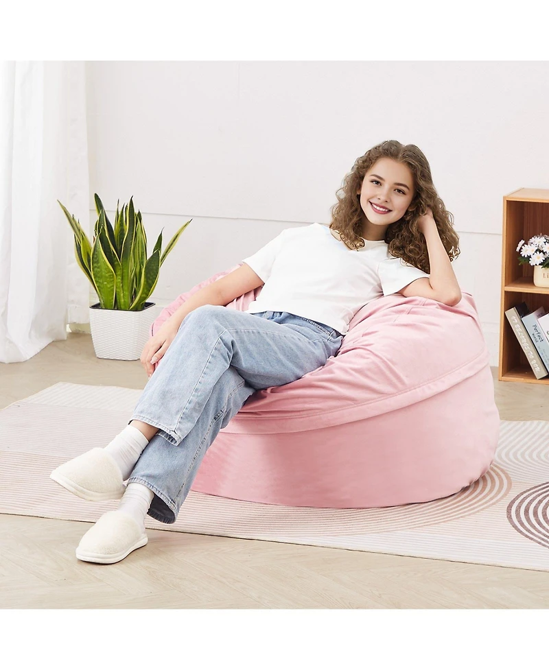 Slickblue Round Memory Foam Bean Bag Chair with Washable Cover