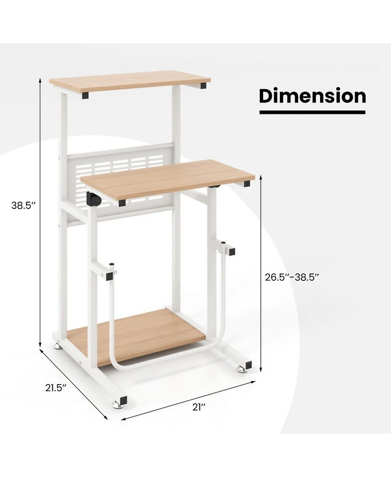Gouun Compact Sit Stand Desk with Height Adjustable Top and Footrest for Small Spaces