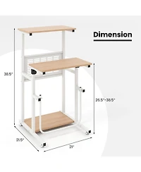 Gouun Compact Sit Stand Desk with Height Adjustable Top and Footrest for Small Spaces