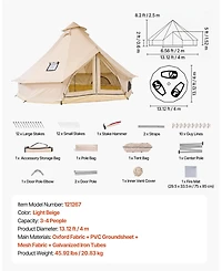 Sugift 4 Seasons 13.12 feet Oxford Bell Tent for Camping with Stove Jack Waterproof for 4 People