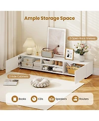 Sugift Modern Tv Stand with 2 Cabinets and Open Shelves