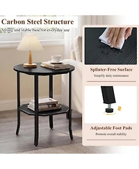 Sugift Round 2-Tier Side End Table with Open Storage Shelf and Steel Frame