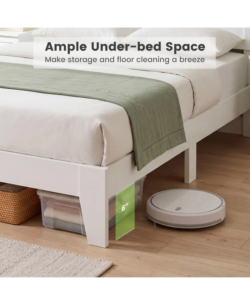 Sugift Full Size Modern Bed Frame with Headboard No Box Spring Needed